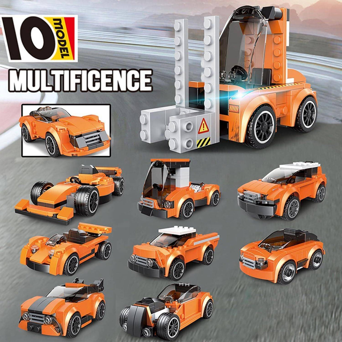 CrazyBuy Forklift 10-in-1 Working Mini Car Building Blocks Set 169 Pieces