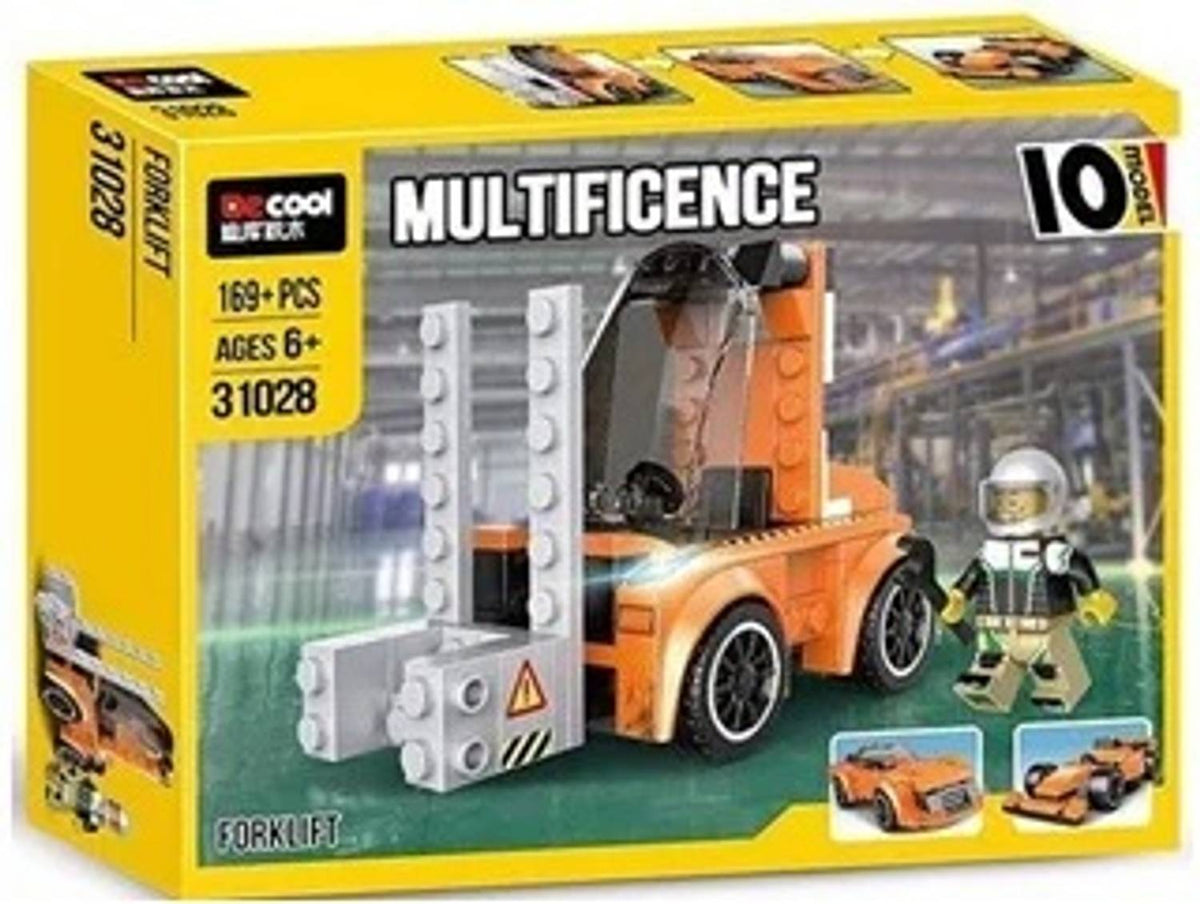 CrazyBuy Forklift 10-in-1 Working Mini Car Building Blocks Set 169 Pieces