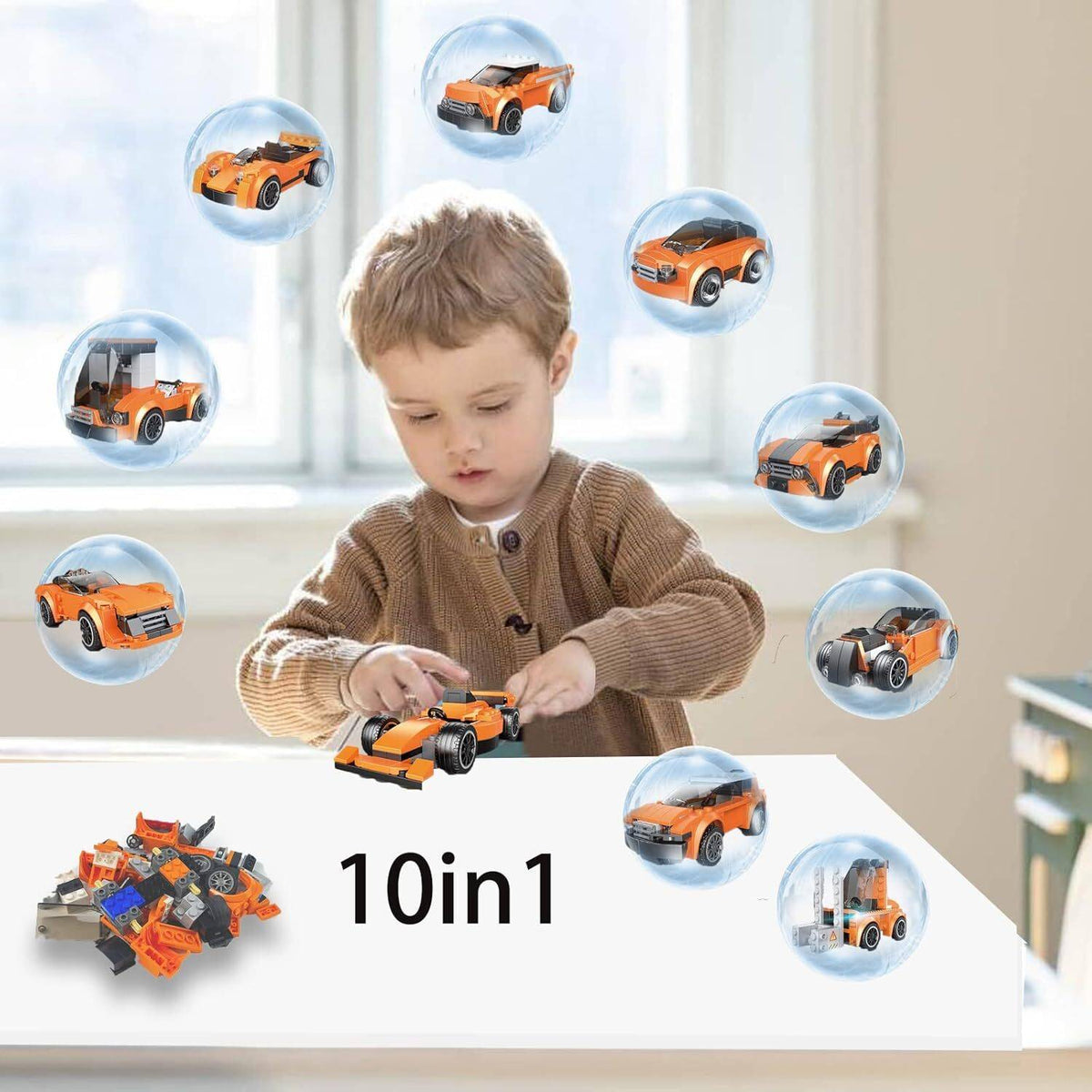 CrazyBuy Forklift 10-in-1 Working Mini Car Building Blocks Set 169 Pieces