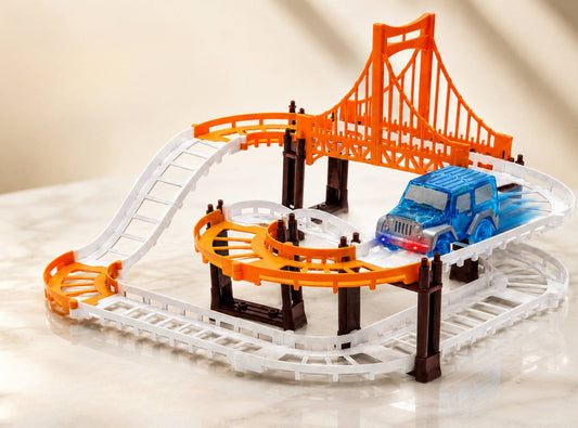 High Speed Space Adventure Flyover Track Battery Operated Jeep
