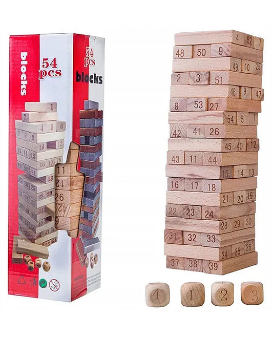 Wooden Stacking Jenga Tower – 54 Pieces