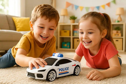 TIPTOP Battery Operated Police Car Toy for Kids with Realistic Lights & Sounds