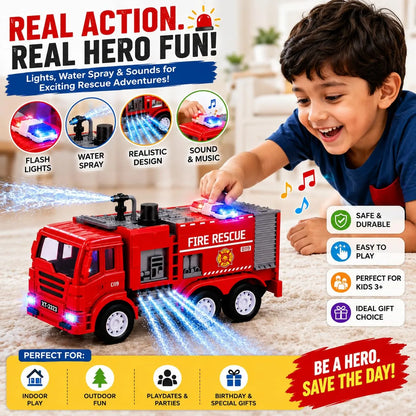 Light Sound & Water Sprayer Fire Engine Truck Toy