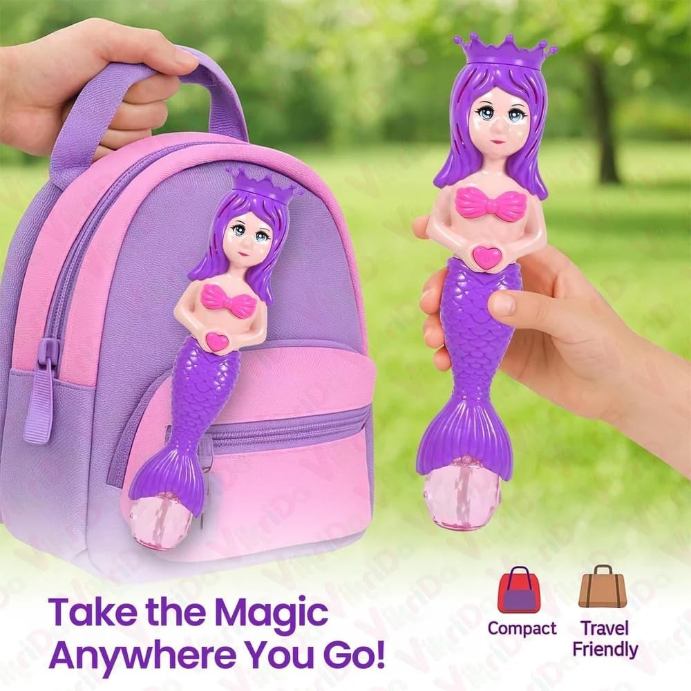 TIPTOP Mermaid Bubble Wand Toy with Lights Automatic Bubble Blower Machine