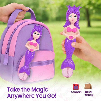 TIPTOP Mermaid Bubble Wand Toy with Lights Automatic Bubble Blower Machine
