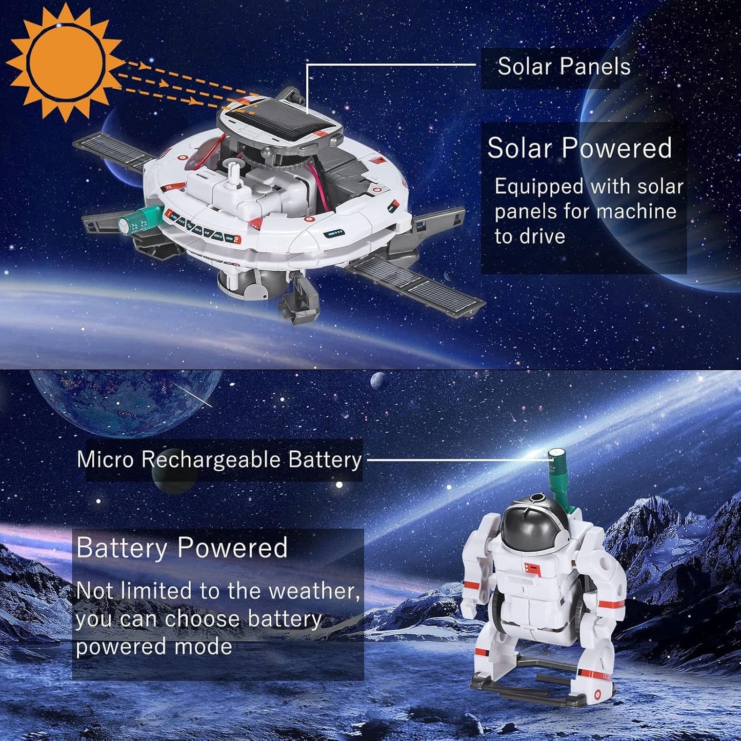 TIPTOP 6-in-1 Space Solar Robot Kit for Kids STEM Building Toy