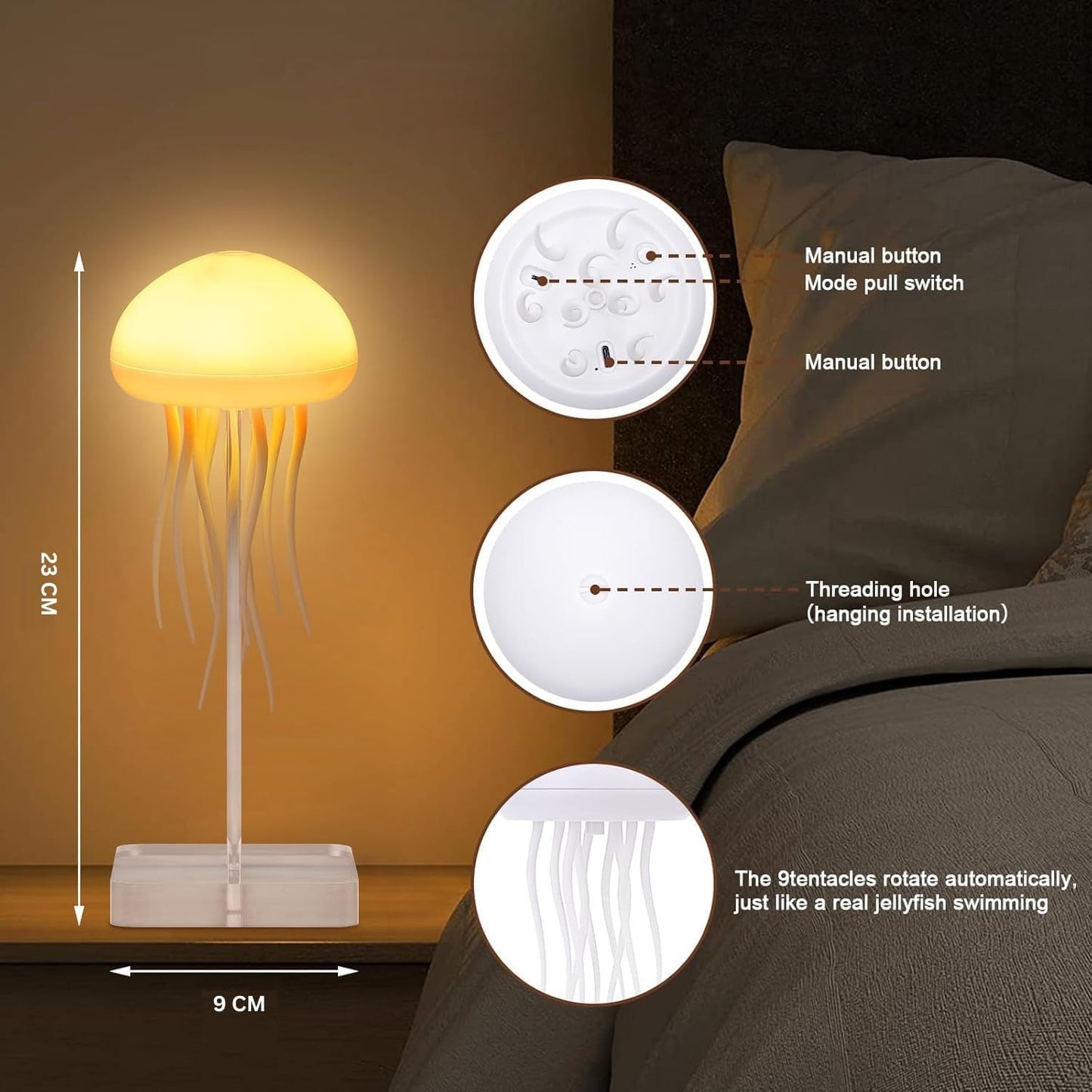 TIPTOP Jellyfish LED Night Light Lamp for Kids Room Decor