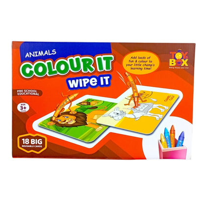 Ratna's Reusable Animals Colouring Kit with Wipe-Clean Markers for Kids