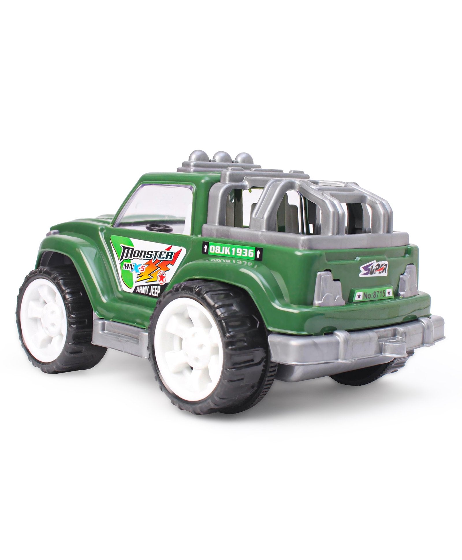 Heavy-Duty Monster Army Friction Powered Jeep Toy Vehicle for Kids