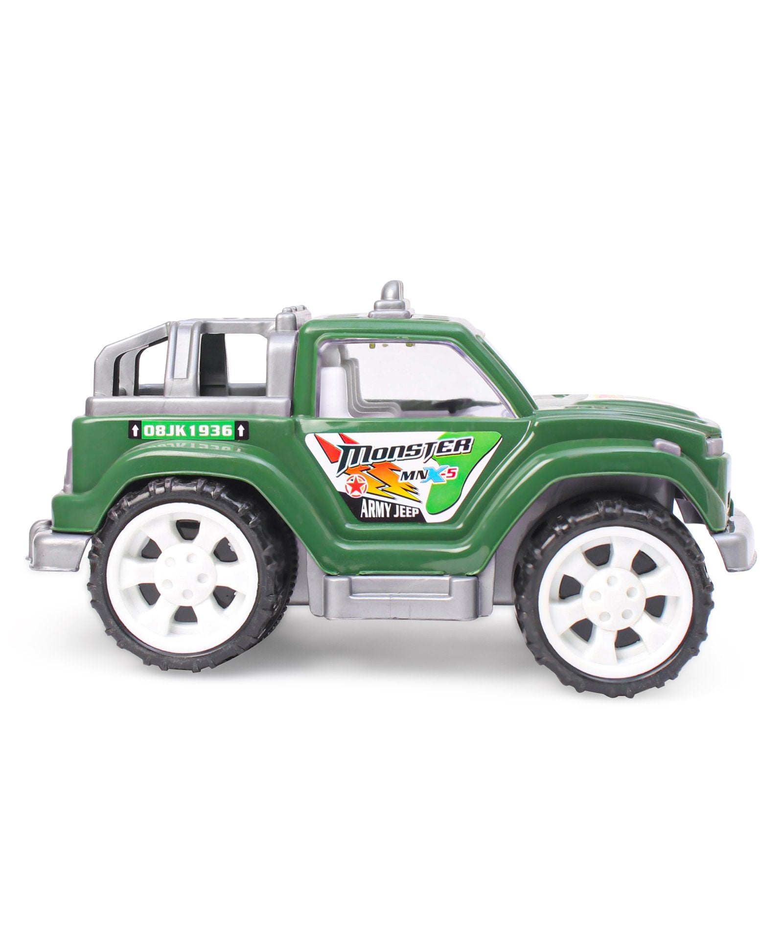 Heavy-Duty Monster Army Friction Powered Jeep Toy Vehicle for Kids