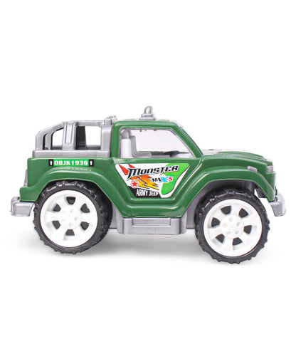 Heavy-Duty Monster Army Friction Powered Jeep Toy Vehicle for Kids