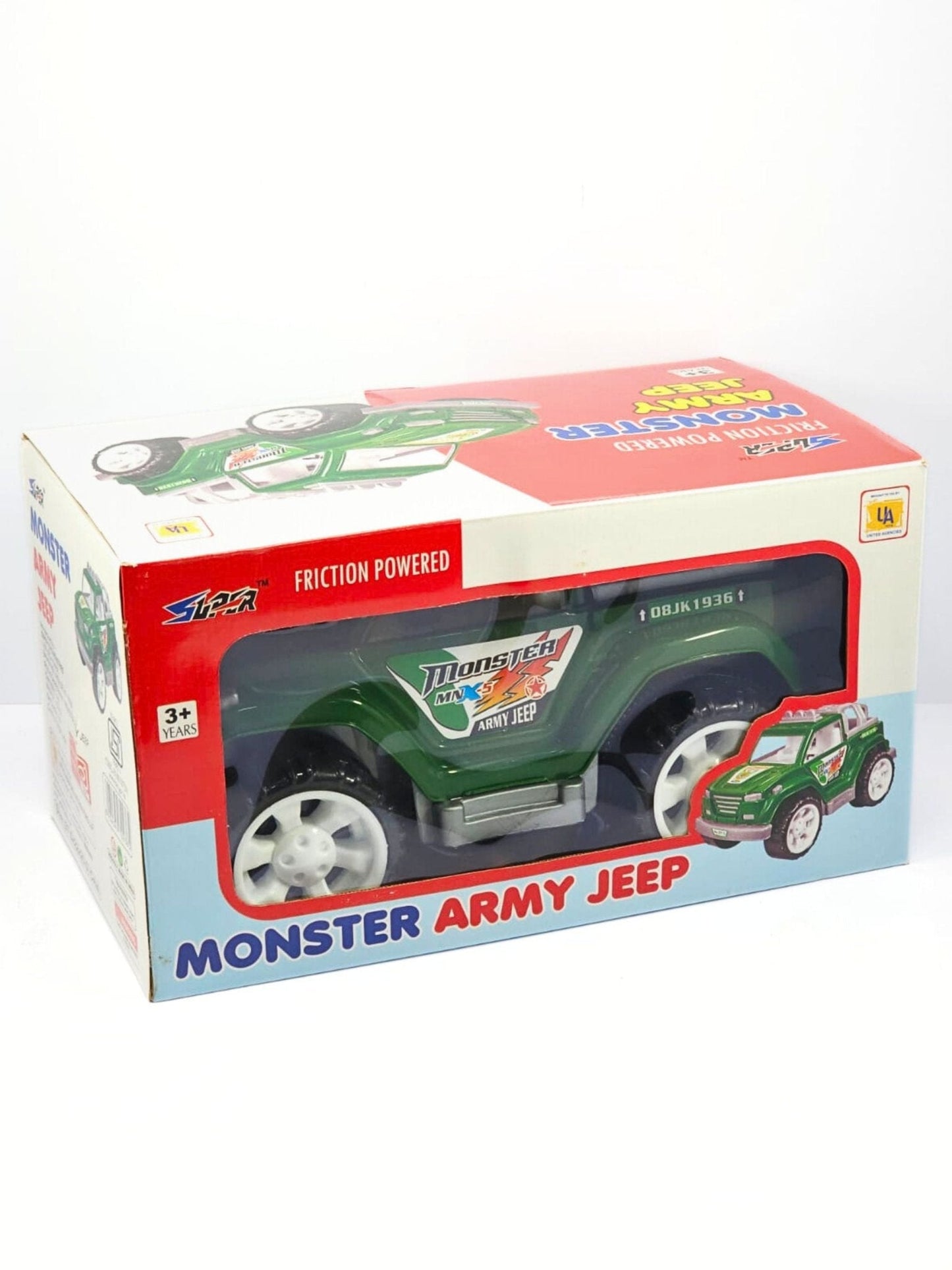 Heavy-Duty Monster Army Friction Powered Jeep Toy Vehicle for Kids