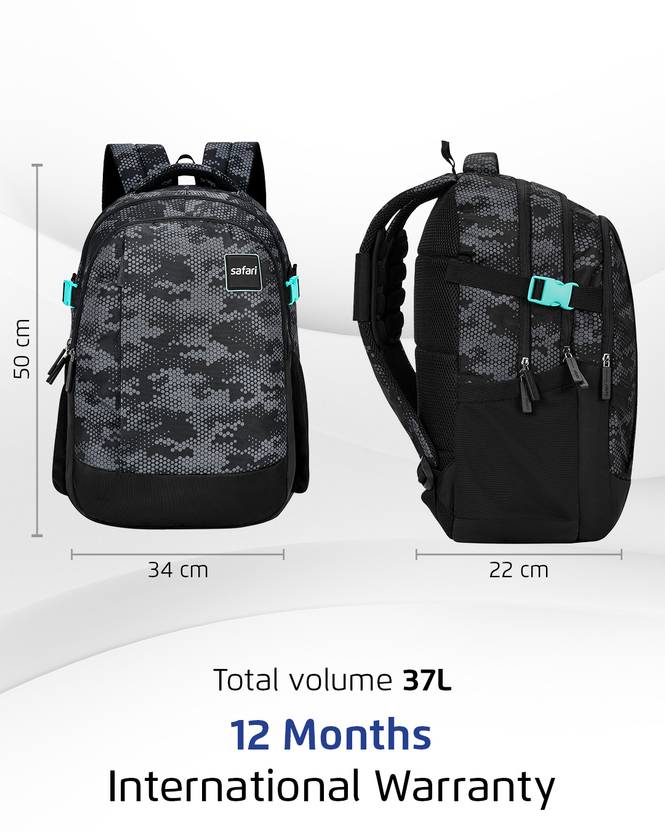 Safari Large 37 L Laptop Backpack Aston  (Black) with 1 Year Warranty