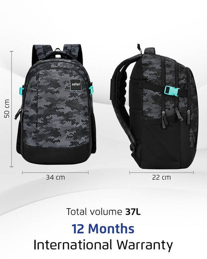 Safari Large 37 L Laptop Backpack Aston  (Black) with 1 Year Warranty