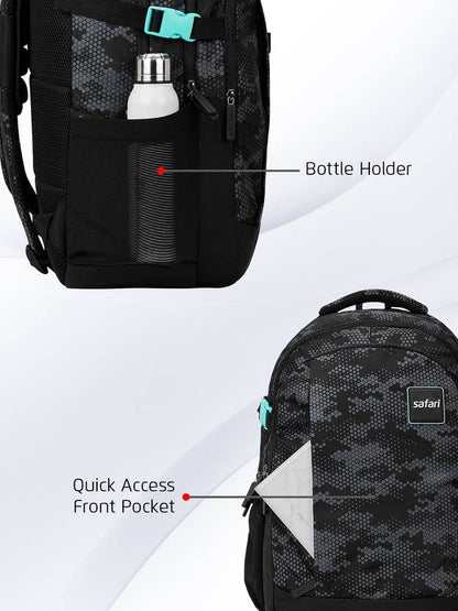 Safari Large 37 L Laptop Backpack Aston  (Black) with 1 Year Warranty