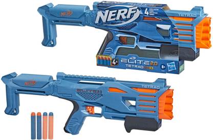 Nerf Elite 2.0 Tetrad QS-4 Blaster: 4-Barrel Pump Action, 4 Darts Included