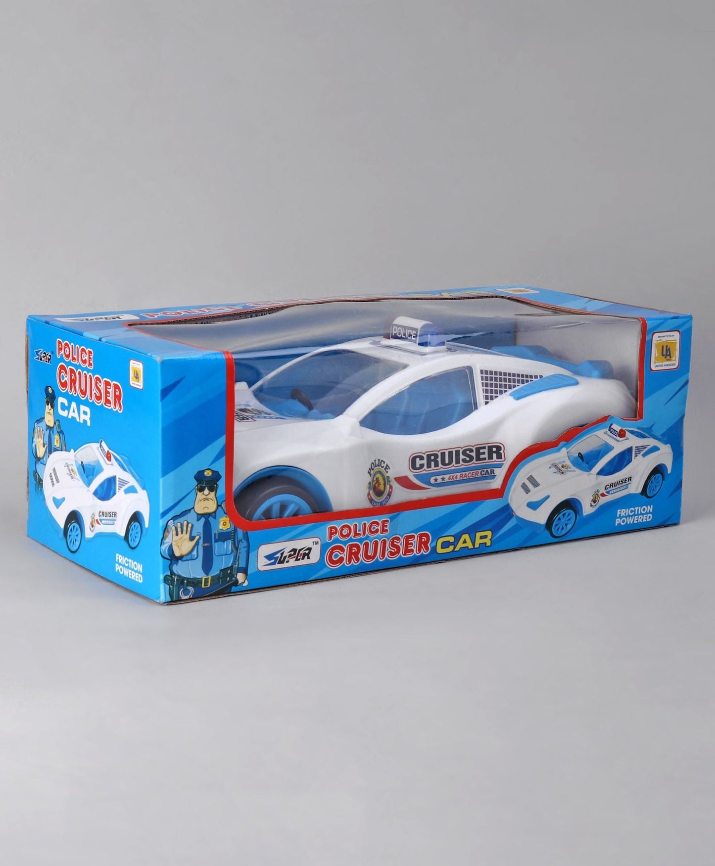 Friction Power Police Cruiser Toy Car - Durable, Authentic Details for Kids