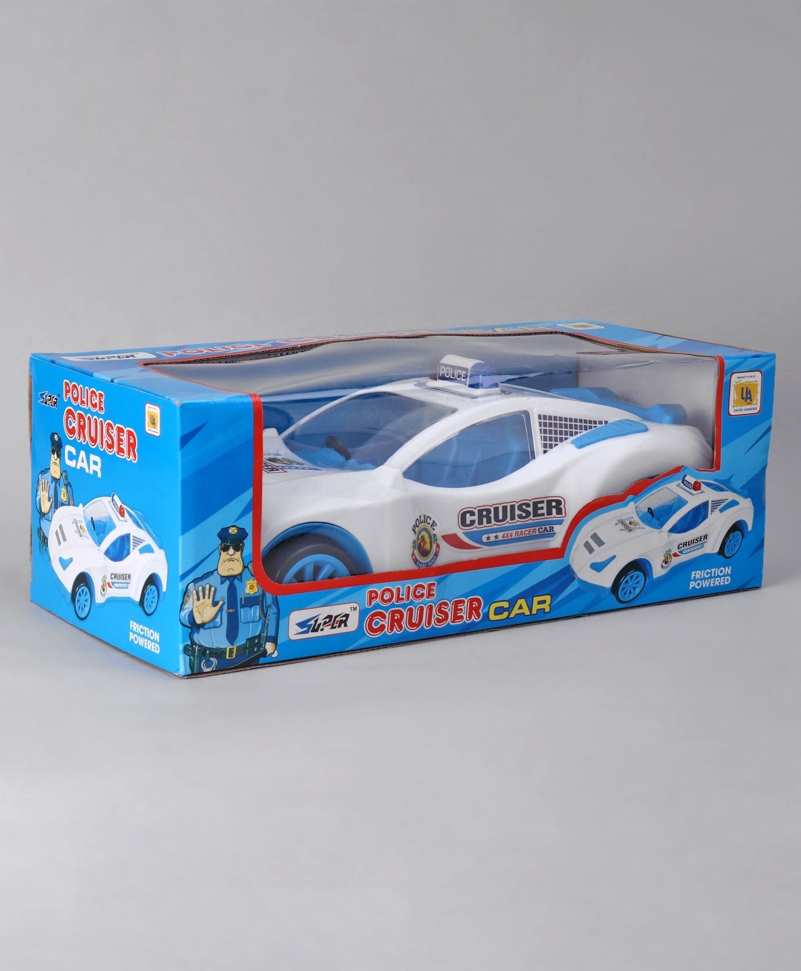 Friction Power Police Cruiser Toy Car - Durable, Authentic Details for Kids