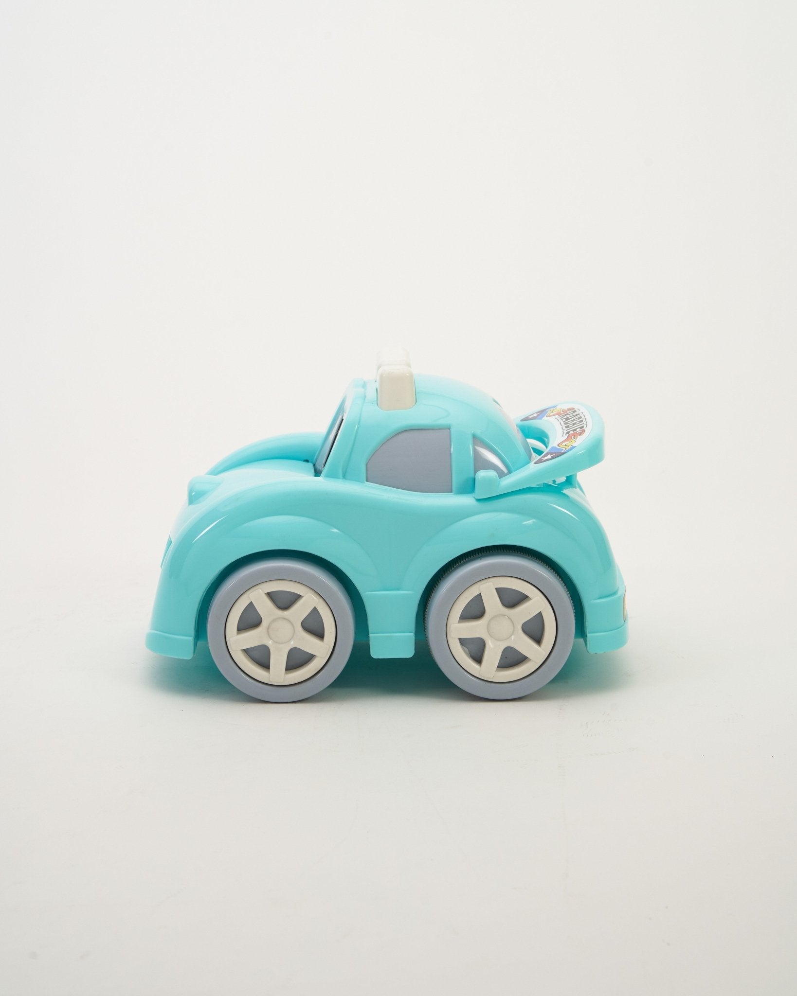 Rabbie Racer Interactive Blue Friction Toy Car: Fun Bobbing Eyes & Bonnet Play