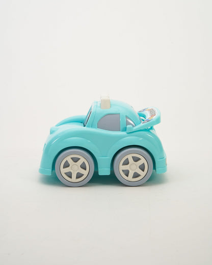 Rabbie Racer Interactive Blue Friction Toy Car: Fun Bobbing Eyes & Bonnet Play