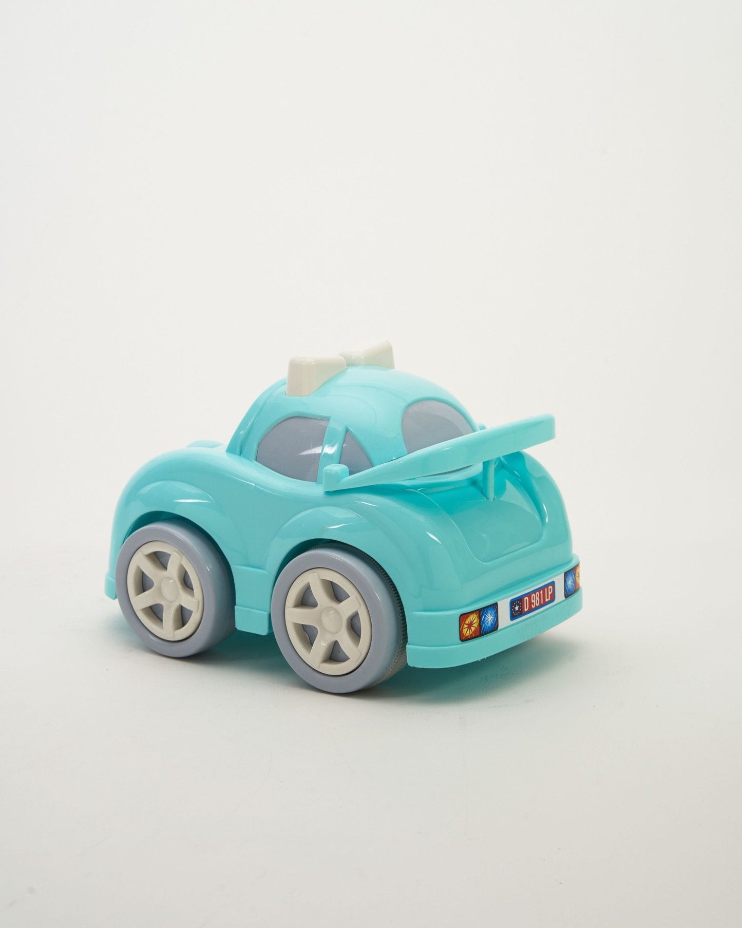 Rabbie Racer Interactive Blue Friction Toy Car: Fun Bobbing Eyes & Bonnet Play