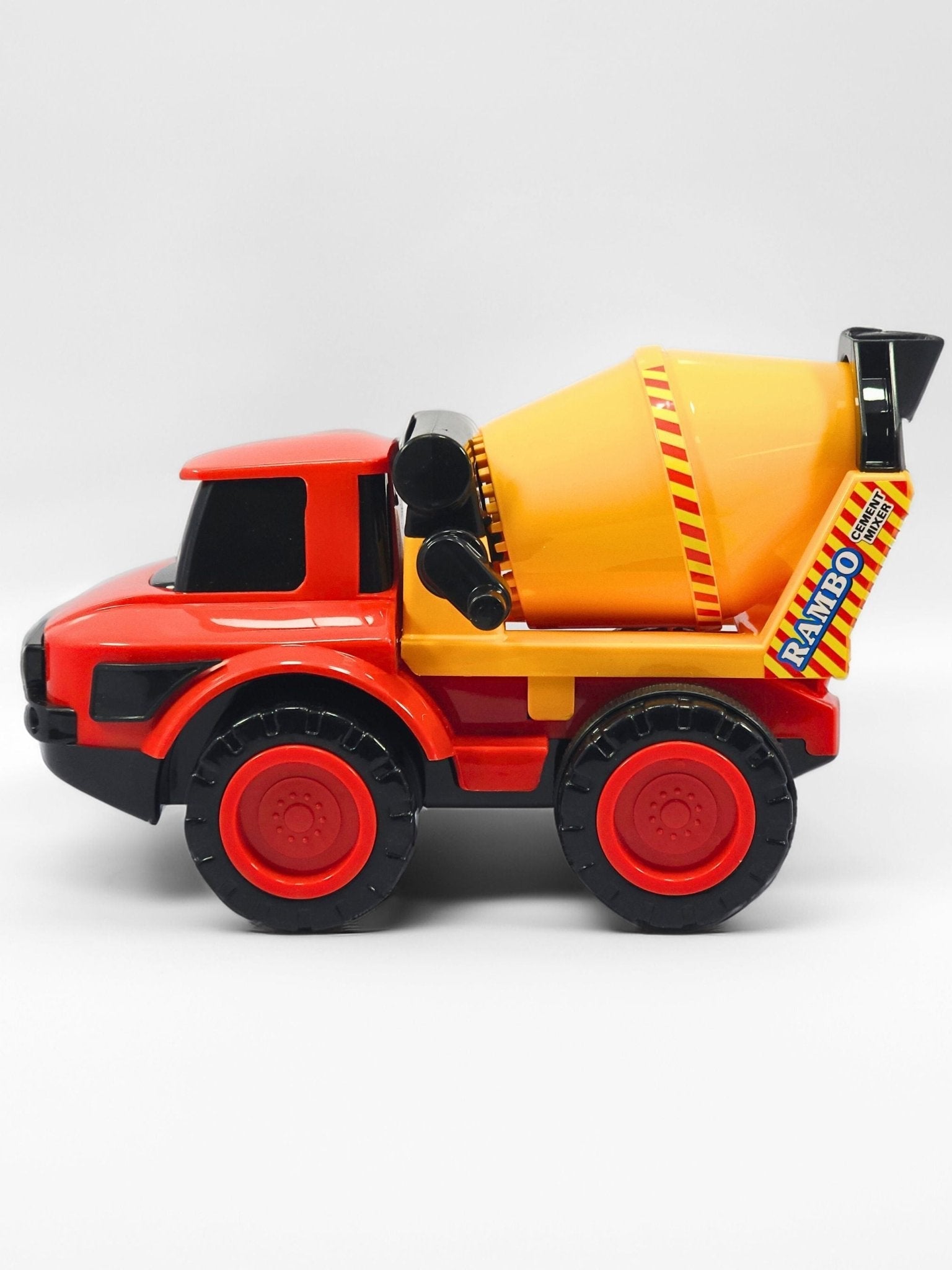 RAMBO Friction Powered Cement Mixer Truck Toy, Realistic Drum Rotation, Kids Play