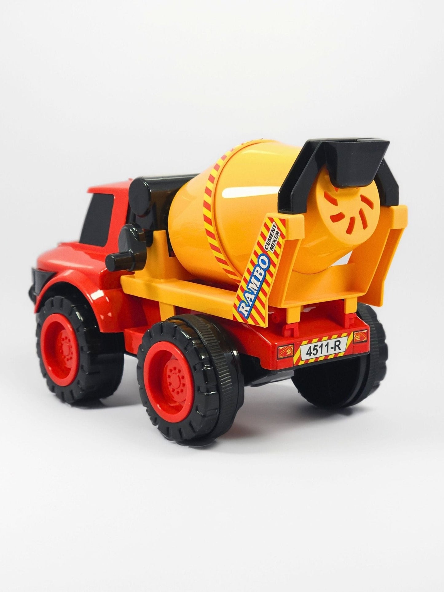 RAMBO Friction Powered Cement Mixer Truck Toy, Realistic Drum Rotation, Kids Play