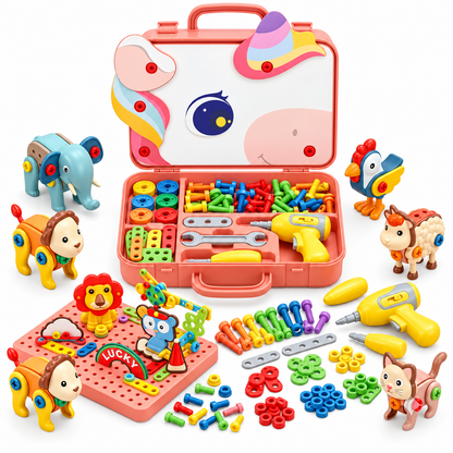 DIY Creative Puzzle Box 232 Pcs – STEM Building & Assembly Kit with Electric Screwdriver, Construction Toy