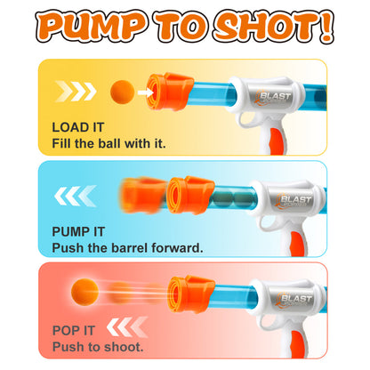 Exciting Air Pressure Foam Ball Blaster Toy Gun Pistol with Soft Bullets