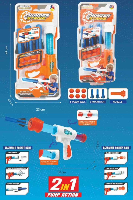 Exciting Air Pressure Foam Ball Blaster Toy Gun Pistol with Soft Bullets