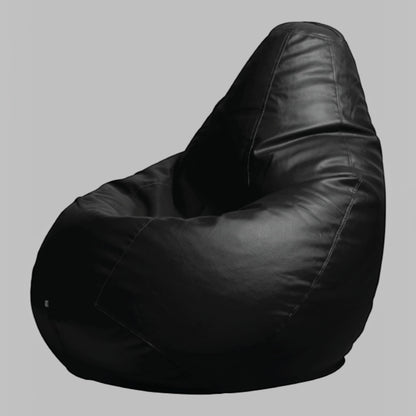 TipTop Retail black tear-drop shaped bean bag cover made from soft durable fabric for comfortable lounging.
