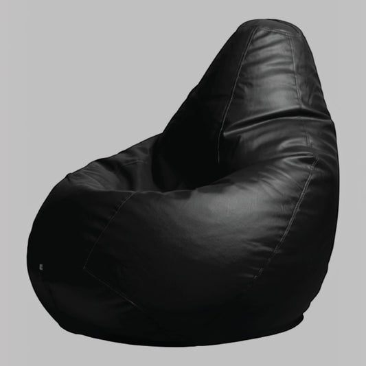 TipTop Retail black tear-drop shaped bean bag cover made from soft durable fabric for comfortable lounging.