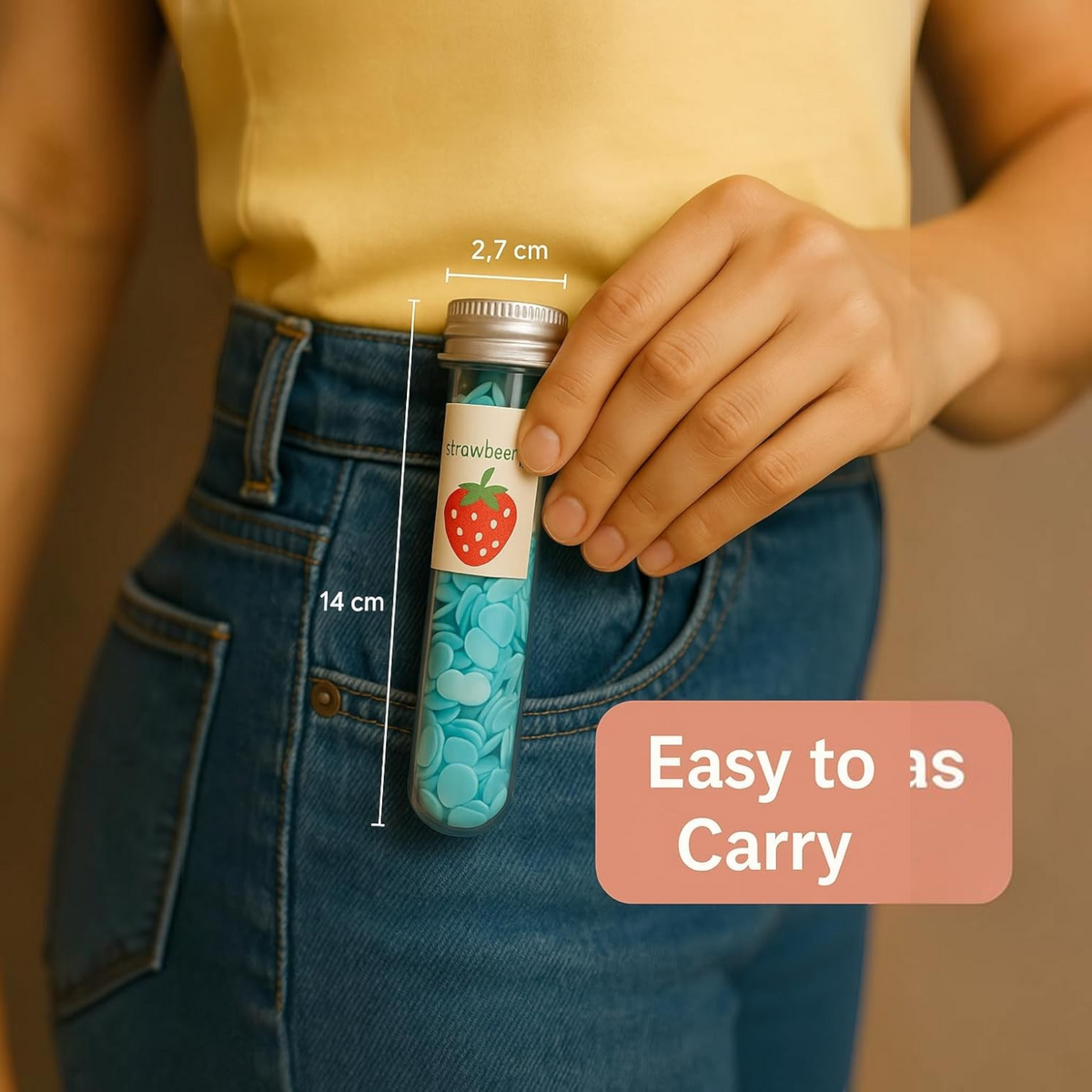 TipTop Retail lavender scented soap paper strips in a portable clear tube, perfect for travel and hand hygiene.