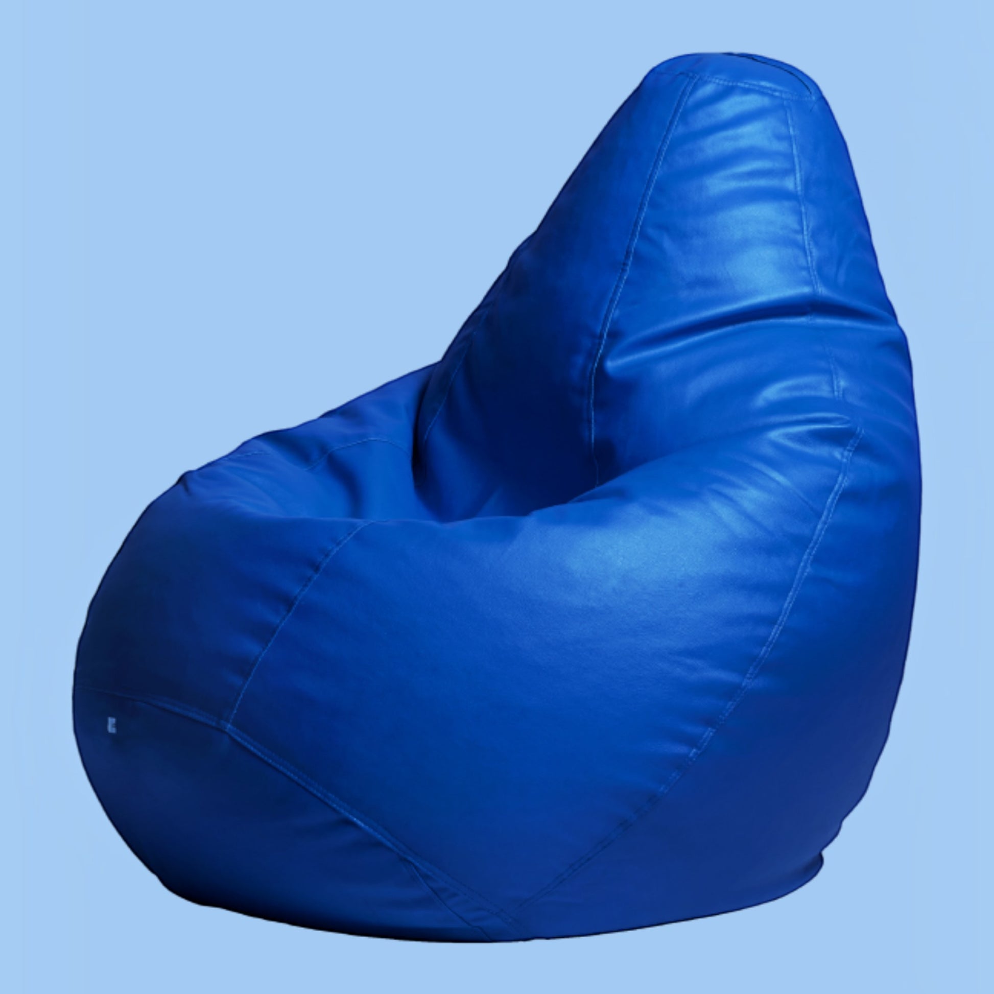 TipTop Retail ocean blue teardrop bean bag chair with ergonomic back support and durable smooth-touch fabric cover.