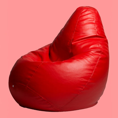 TipTop Retail red tear-drop bean bag cover for indoor lounging with a durable, easy-to-clean fabric finish.