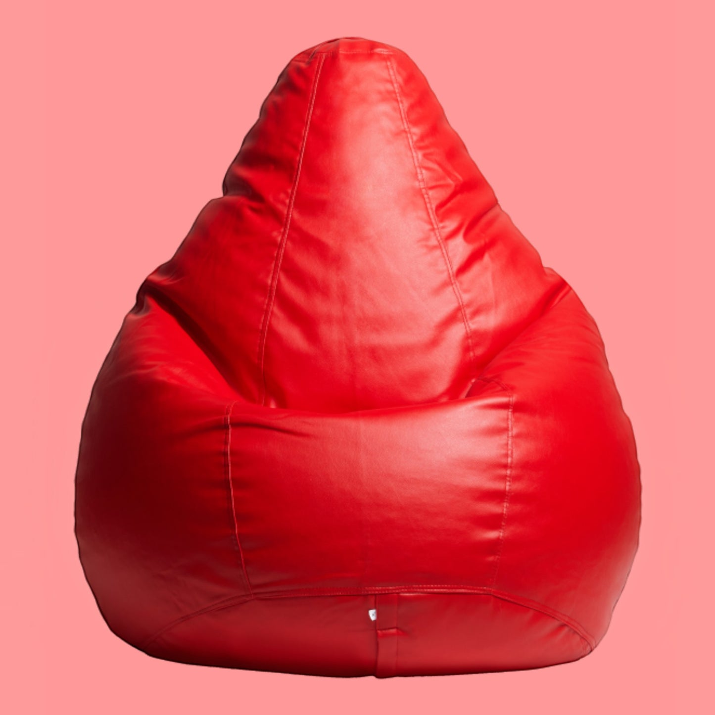 TipTop Retail red tear-drop shaped bean bag cover with a smooth, durable finish for comfortable indoor lounging.