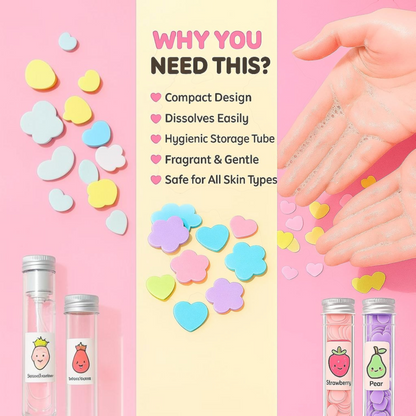 TipTop Retail lavender scented soap paper strips in travel tubes with colourful heart and flower shapes for children