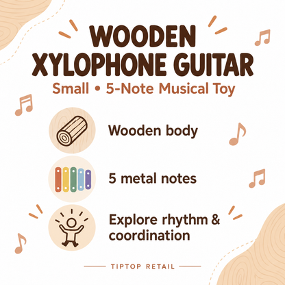 Wooden Xylophone Guitar Small - wooden body, five metal notes and music-learning benefits | TIPTOP Retail