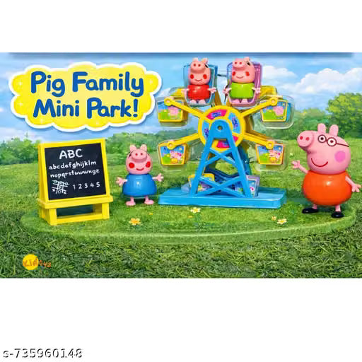 Kidoyz Pig Family Mini Park Ferris Wheel Playset with 4 Figurines