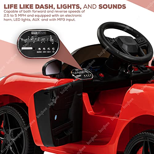 Tip Top Kids Battery Car Baby Electric Car Rechargeable Ride on Car with Light, Bluetooth, USB, Music | Battery Operated Car for Kids 1 to 3 Years Boys Girls (Turbo_Red)