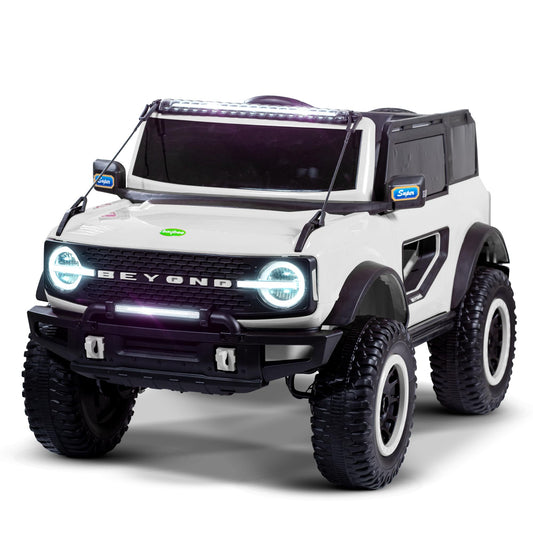 Tip Top Beyond Kids Battery Operated Jeep for Kids, Ride on Toy Kids Car with LED Light & Music | Baby Big Electric Car Jeep | Rechargeable Battery Car for Kids to Drive 3 to 8 Years (White)